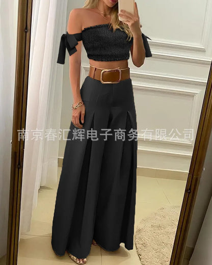 Women's New Casual Solid Color High Waist Wide Leg Pants Temperament Commuting Female Clothing Fashion Loose Trousers