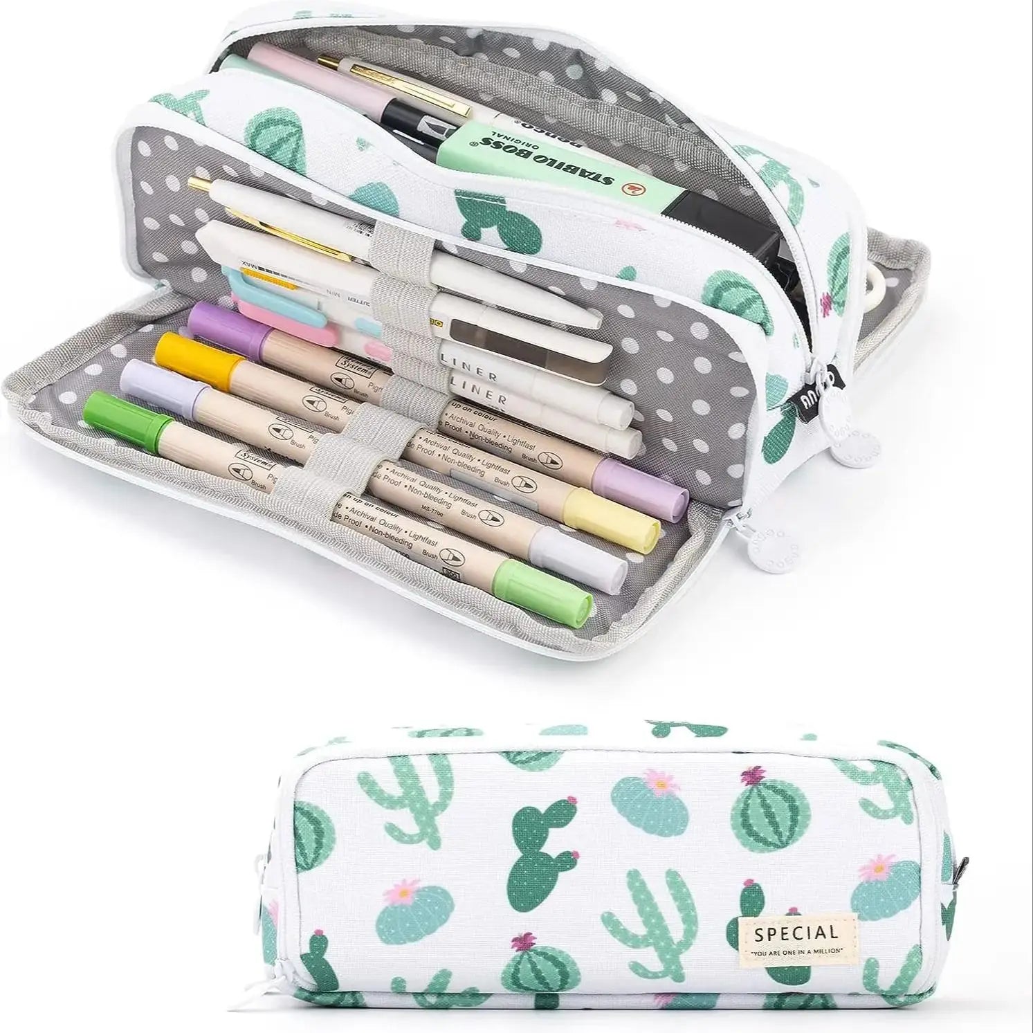 Black Pencil Pouch Stationery Holder Bag Gift Case Pen Ruler Organizer School Student Supplies Canvas Zipper Open Cosmetic Bag A