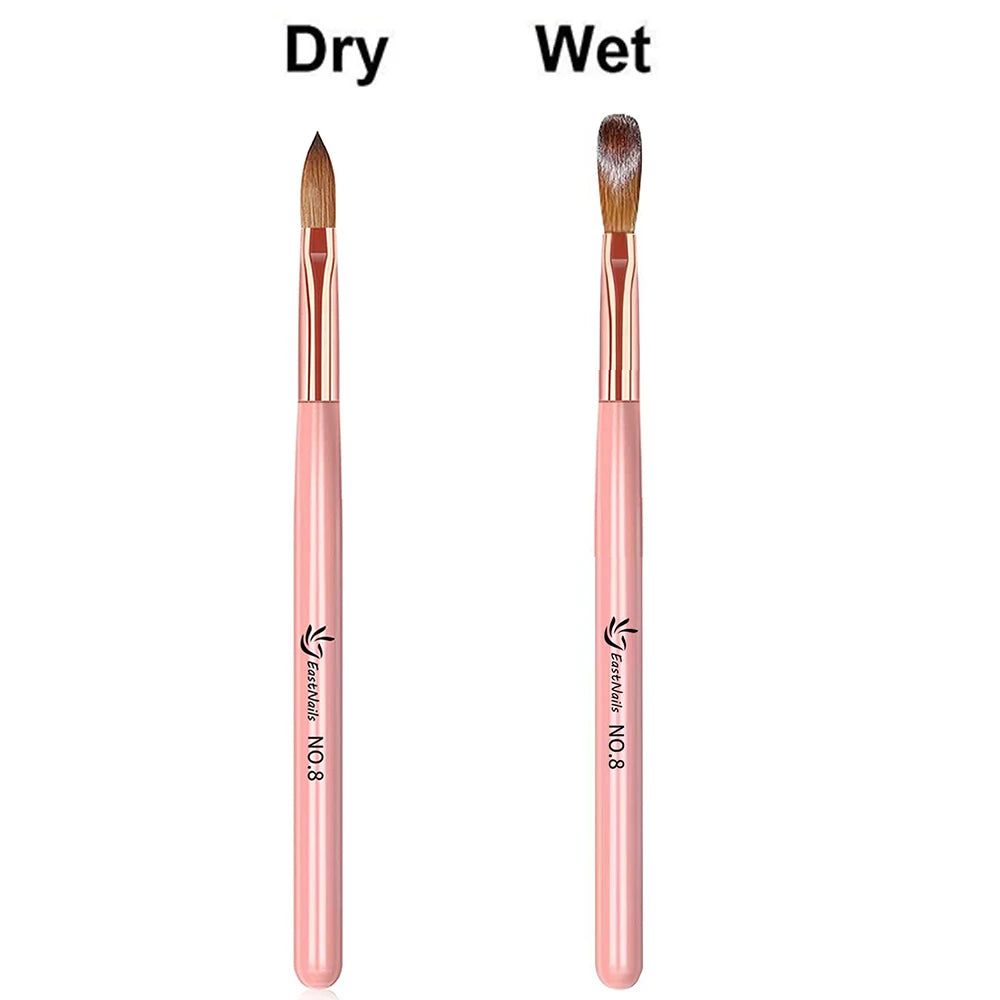 Pink Handle Acrylic Nail Brush Size 16/18/22 mm Acrylic Application Nail Brushes Pen Professional Powder Extension Carving