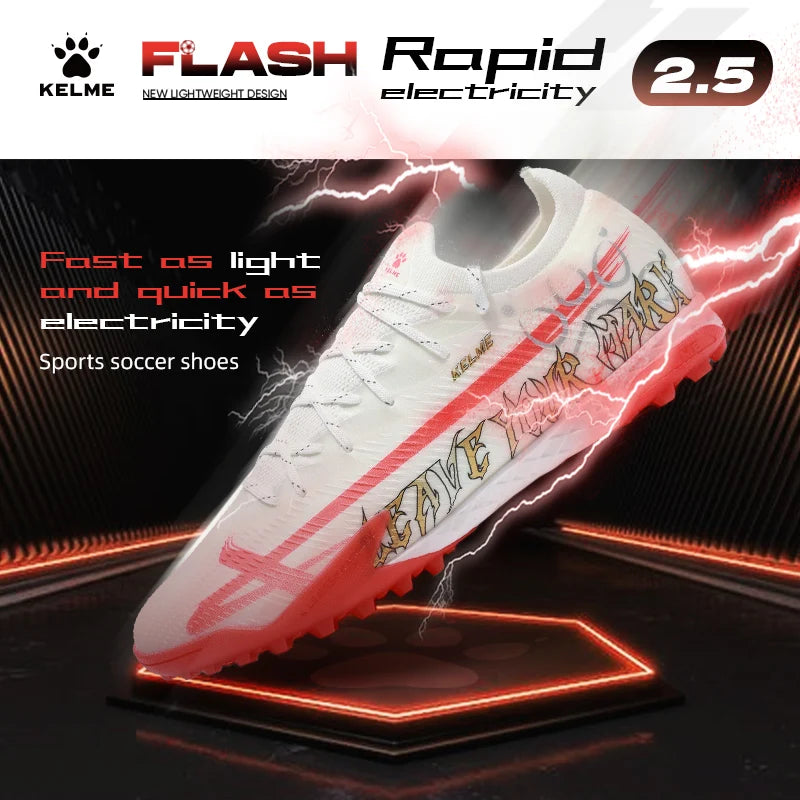 KELME Man MG Soccer Shoes Artificial Grass Slip-Resistant Cushioning Training Football Boot AG Sports Training Shoes
