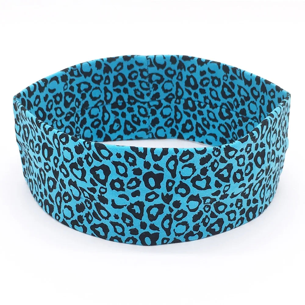 Fashion Leopard Print Sports Headband Yoga Headband Women's Fitness Elastic Cotton Sweat-Absorbing Headscarf Athletic Headwear