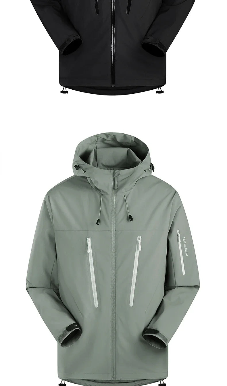 Spring Autumn Men's Windbreaker Fashion Outdoor Mountaineering Travel Windproof Waterproof Hooded Jacket Slim Fit Versatile Coat