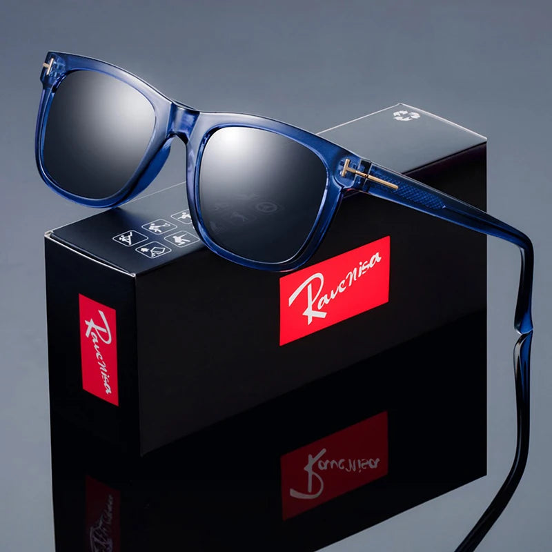 Fashion Square Polarized Sunglasses for Men, Driving, Fishing, Luxury Brand Designer UV400 Eyewear