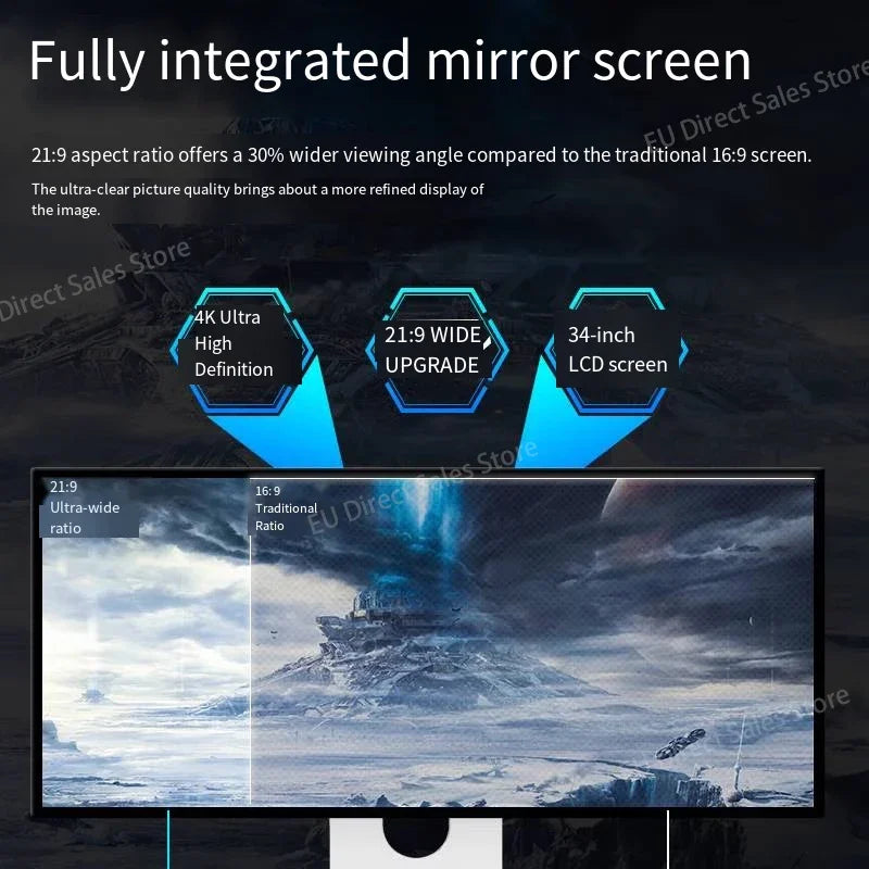 Kuycon Q34W 34-inch 4k165hz monitor e-sports gaming ultra-clear laptop desktop external mirror screen new original