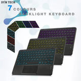 Wireless Backlit Bluetooth with Touchpad Ultra Slim 7-Colors Backlit Keyboard Portable Rechargeable Keyboard for ipad