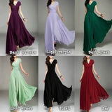 2026 Women's V Neck Short Sleeve Evening Party Dress Temperament Solid Colour Long Cocktail Chiffon High Waist Summer Dresses