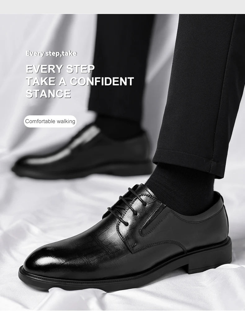 3/6/8 CM Elevator Shoes Men Dress Shoes Black Soft Leather Men Heightening Formal Shoes Casual Business Men Oxfords Suit Shoes