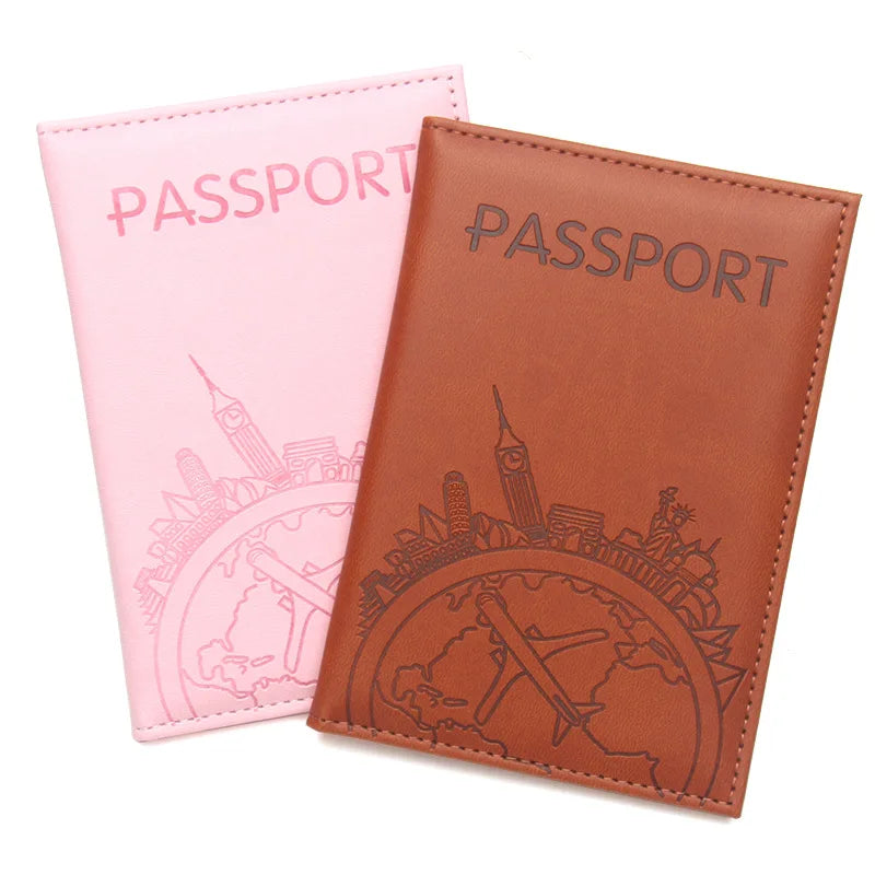 Global Flight Printed Passport Holder Leather Passport Covers Lightweight Airplane Passport Case Id Holder Plane Ticket Holder