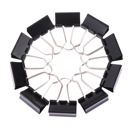 10Pcs/set Black Metal Binder Clips 19mm/ 25mm/ 32mm Notes Letter Paper Clip Office Stationery Supplies Binding Securing