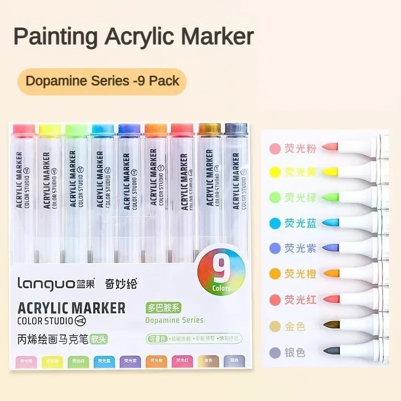 9/144 Colors Acrylic Paint Art Marker Pen DIY Painting Drawing for Card Ceramic Stone Mug Glass Fabric Clothes Art Supplies