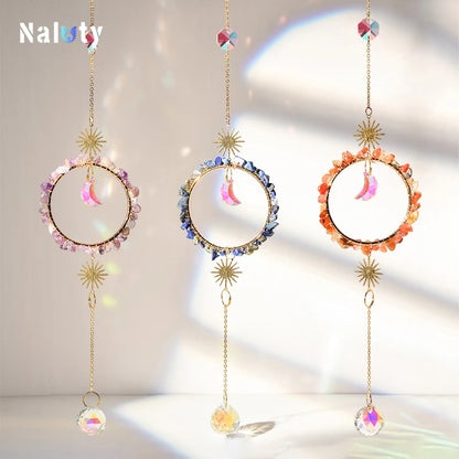 Colgante de cristal para jardín, atrapasol, campanillas de viento, prisma arcoíris, cadena de cristal para ventana, campana colgante, árbol de Navidad, decoración del hogar