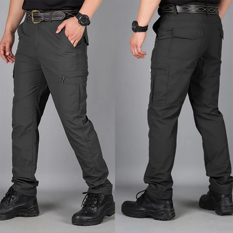 Men's Summer Tactical Cargo Pants Lightweight Casual Waterproof Trousers Casual Pants Wear-Resistant Multi-Pocket Outdoor Hiking