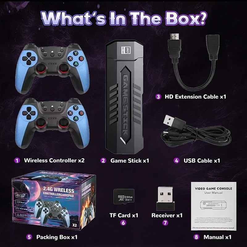 Retro Game Stick with 256GB 70000/40000/30000+ Games TV Handheld Video Game Console for Gift