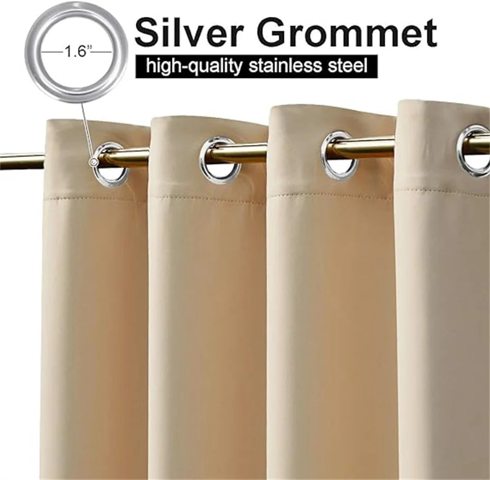 Outdoor Waterproof Blackout Curtains Top and Bottom Grommets Garden Windproof Rainproof Polyester Three Layers of Shading Screen