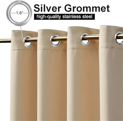 Outdoor Waterproof Blackout Curtains Top and Bottom Grommets Garden Windproof Rainproof Polyester Three Layers of Shading Screen