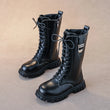 Elegant Zipper Baby Girl Casual Fashion Boots Autumn/winter Round Toe Warm Thick Sole Lace Comfortable Children's Midsole Boots