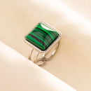 1pc Green Turquoise Ring Hippie Stainless Steel Silver Color Charm Opening Adjustable Ring Women Chunky Bohemian Party Jewelry