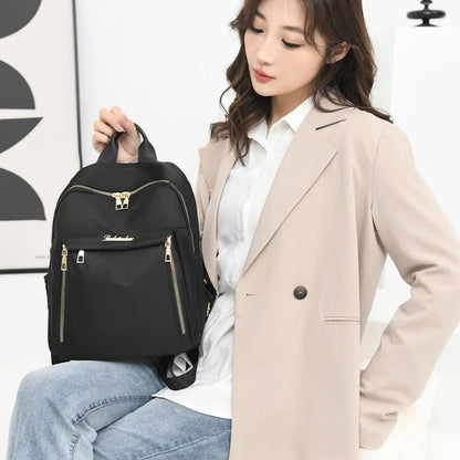 Mochilas sencillas negras de gran capacidad, bolso de viaje para mujer, mochila escolar Harajuku unicolor, mochila Oxford, bolsos unisex