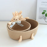 cartoon style weave sundries Storage Baskets household cosmetic hairpin Organize deposit container child toy classification case