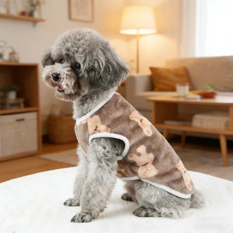 Flannel Dog Clothes Pet Clothes for Small Medium Dogs Soft Puppy Vest Cute Paw Print Chihuahua Coat Yorkshire Vest Pet Costume