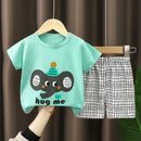 New Boys Summer Clothing Set Full Bear Print Cotton Short Sleeve T-shirts and Shorts 2PCS Breathable Outfit For Girls