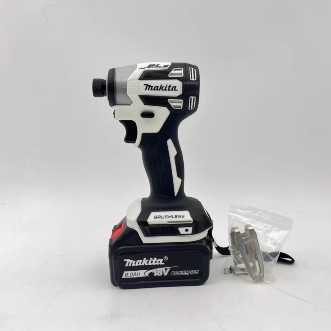 Destornillador sin escobillas Makita DTD173, destornillador eléctrico recargable en blanco y negro, atornillador de impacto para reparación de automóviles. 
