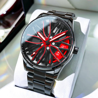 Reloj de lujo OLEVS Wheel para hombre, resistente al agua, con llanta giratoria deportiva, de cuarzo, de alta calidad y a la moda, el más vendido.