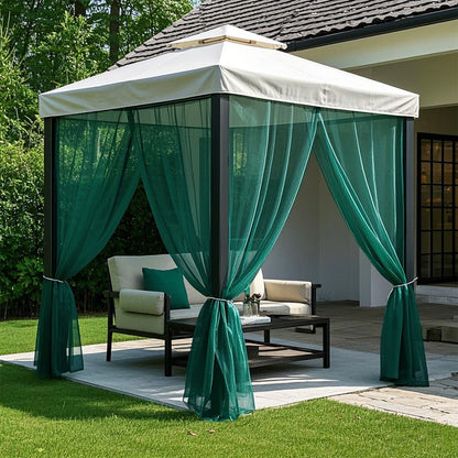 Outdoor Sheer Curtains for Patio Mosquito Netting Rod Pocket Garden Mesh Voile Drapes Mosquito Curtains for Porch Pergola