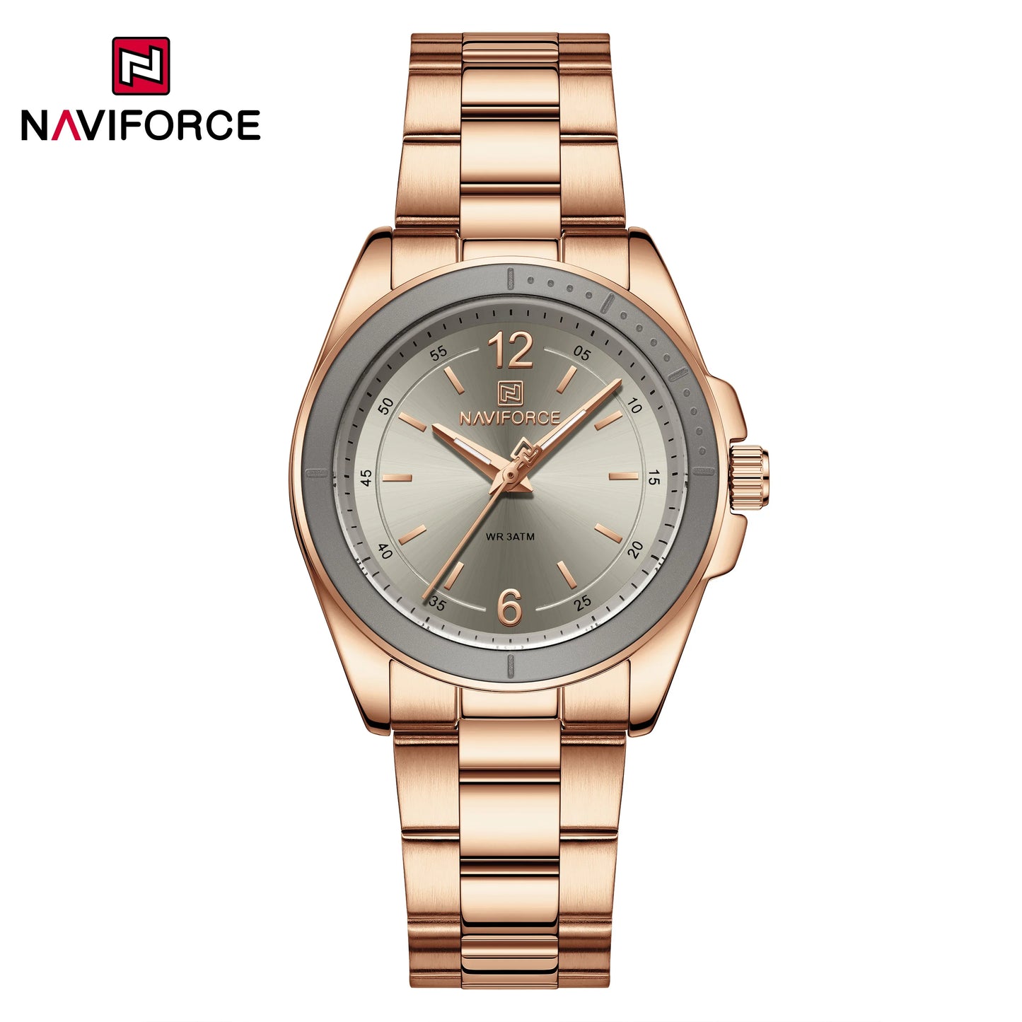 NAVIFORCE Women Watches Stainless Steel Sports Fashion Watch Waterproof Ladies Classic Wrist Watch Simple Luminous Girl Clock