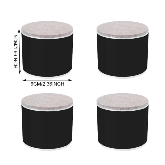 Table Leg Heightening Pad, preto, branco Shape, redondo, quadrado, silencioso, resistente ao desgaste, protege o chão, carbono, steelfelt, EVA, 4pcs