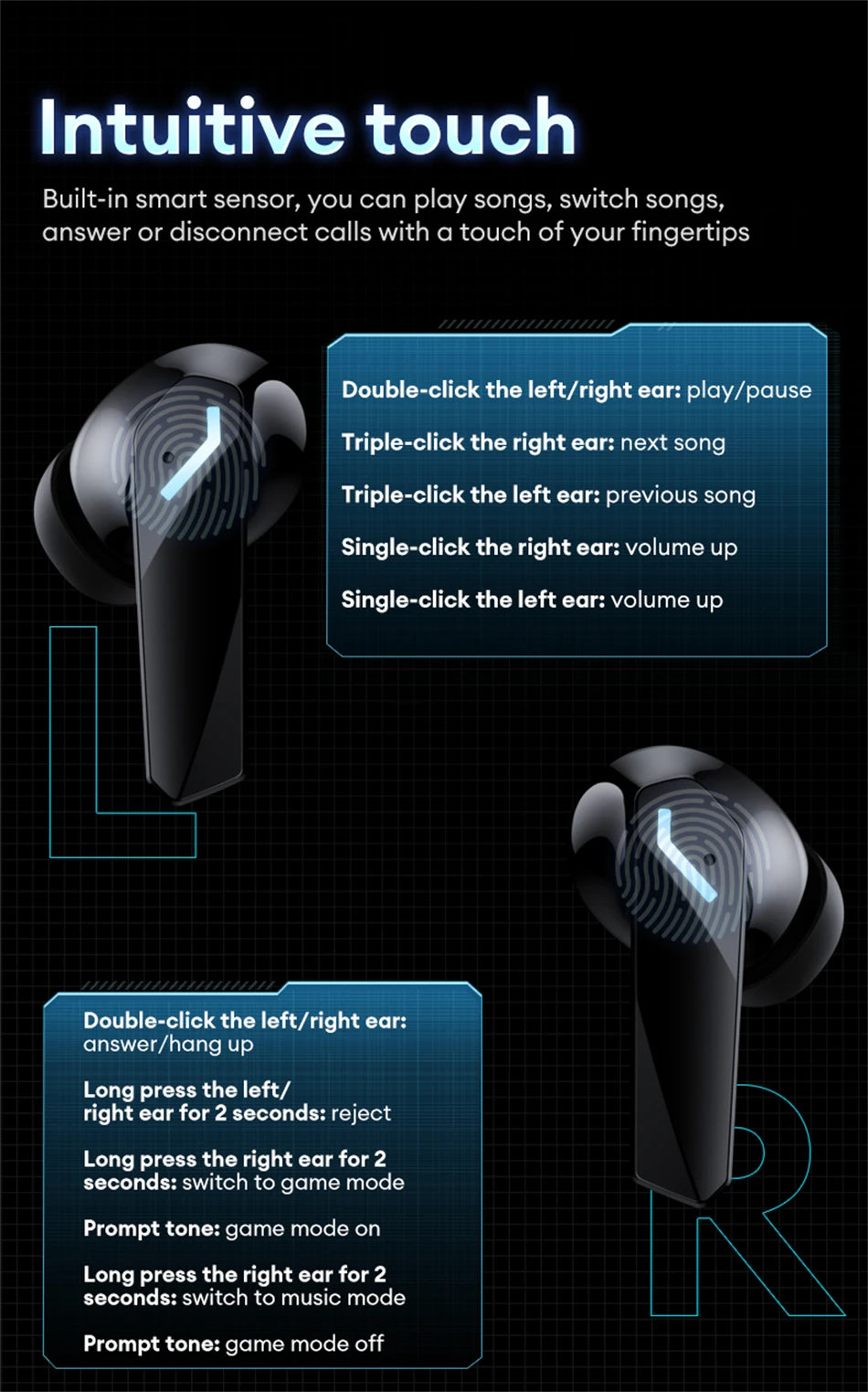 New Lenovo XT53 Wireless Bluetooth 5.4 Earphones LED Digital Display Waterproof Earbuds Noise Cancelling Gaming Headset