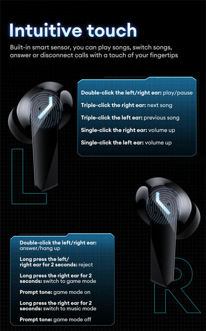 New Lenovo XT53 Wireless Bluetooth 5.4 Earphones LED Digital Display Waterproof Earbuds Noise Cancelling Gaming Headset