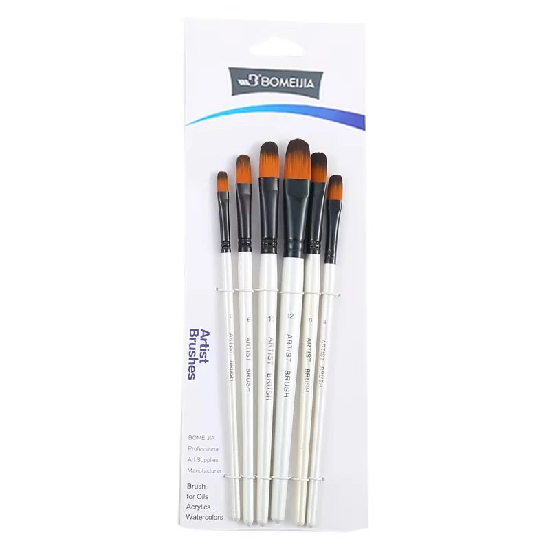 6pcs/set Artist Paint Brushes Two-tone Nylon Tips Artist Paint Brush For Acrylic Oil Watercolor Acrylic Paint Body Face Rock Art