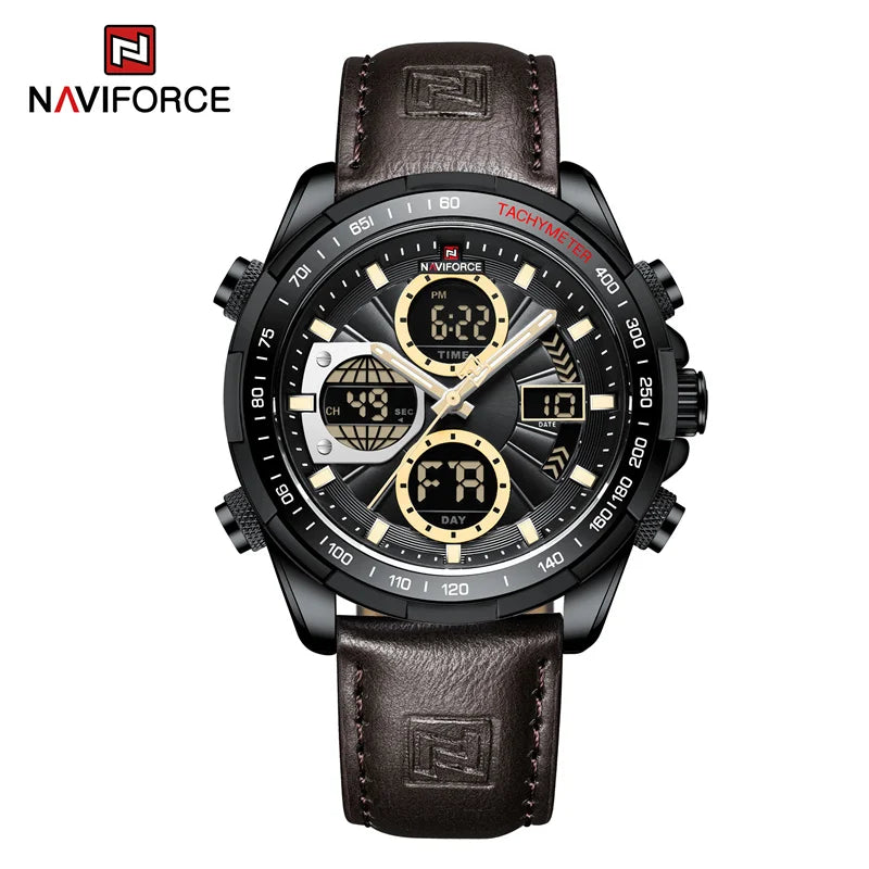 New NAVIFORCE Watches for Men Leather Men's Military Sport Waterproof Watch Quartz Wristwatch Chronograph Male Clock
