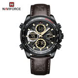 New NAVIFORCE Watches for Men Leather Men's Military Sport Waterproof Watch Quartz Wristwatch Chronograph Male Clock