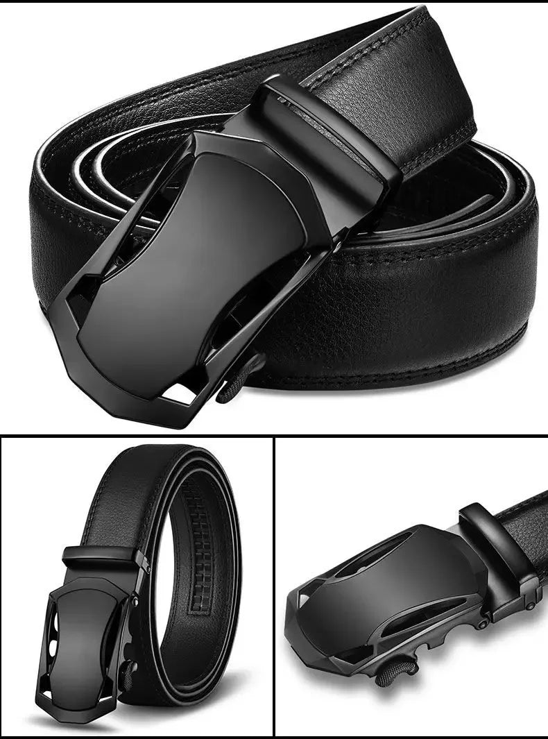 Men's Leather Belt Buckle Single Knot Casual Cross-border Style 4.0 Automatic Width 3.5cm