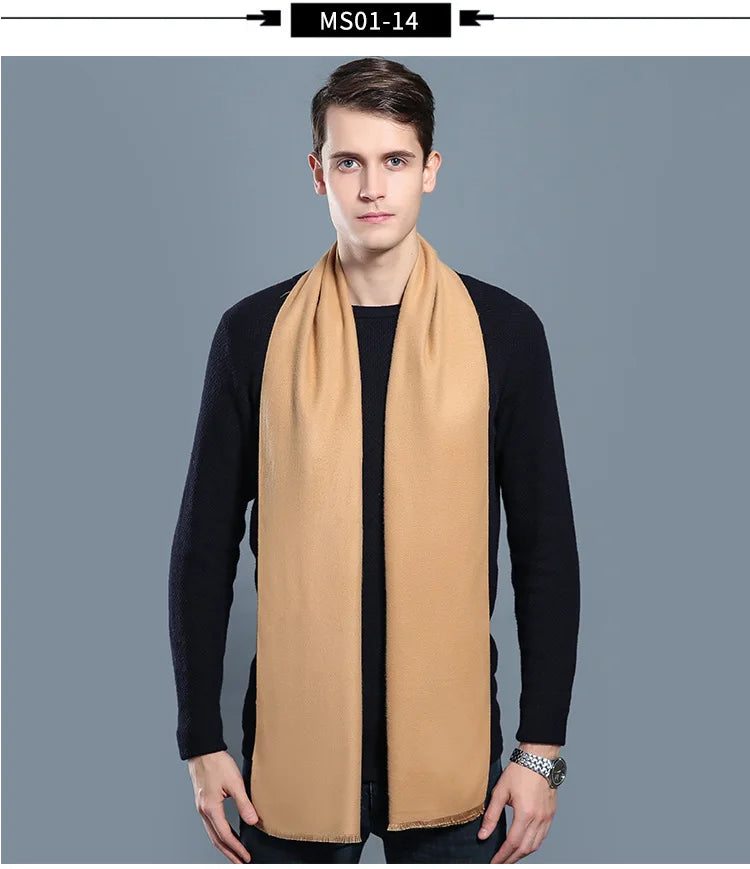 Designer Brand Plaid Men's Cashmere Scarf Winter Warm Scarves Shawls Casual Business Long Wraps Pashmina Christmas Gift for Man