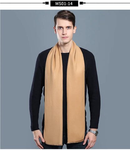 Designer Brand Plaid Men's Cashmere Scarf Winter Warm Scarves Shawls Casual Business Long Wraps Pashmina Christmas Gift for Man