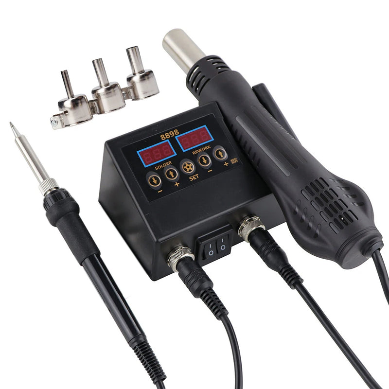 Soldering Station Digital Temperature Adjustable 2 in 1 SMD Solder Iron Hot Air Heat Gun Welding Rework For PCB IC Repair Tools