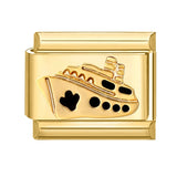 FUNIQUE-Aço Inoxidável Ouro Charme Links, Borboleta, Café, Vela, Barco, Italiano, Fits 9 milímetros Pulseira, Fazer Jóias, DIY
