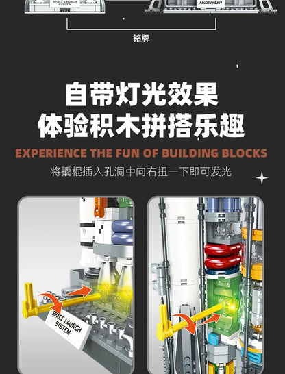 Building blocks rocket model science education toys decoration early education assembly DIY heavy rocket model JJ9030