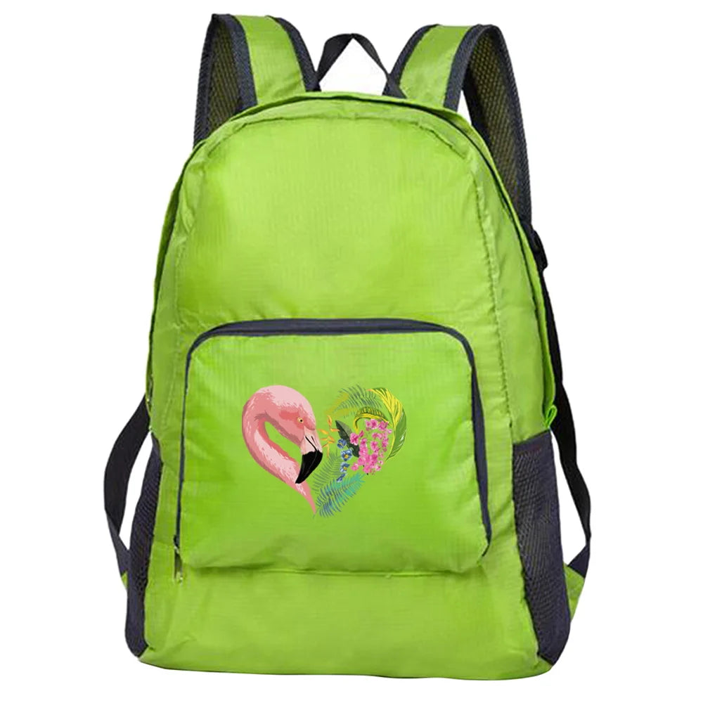 Outdoor Travel Lightweight Portable Foldable Backpack Love Print Folding Green Bag Ultralight Pack for Women Men Hiking Daypack