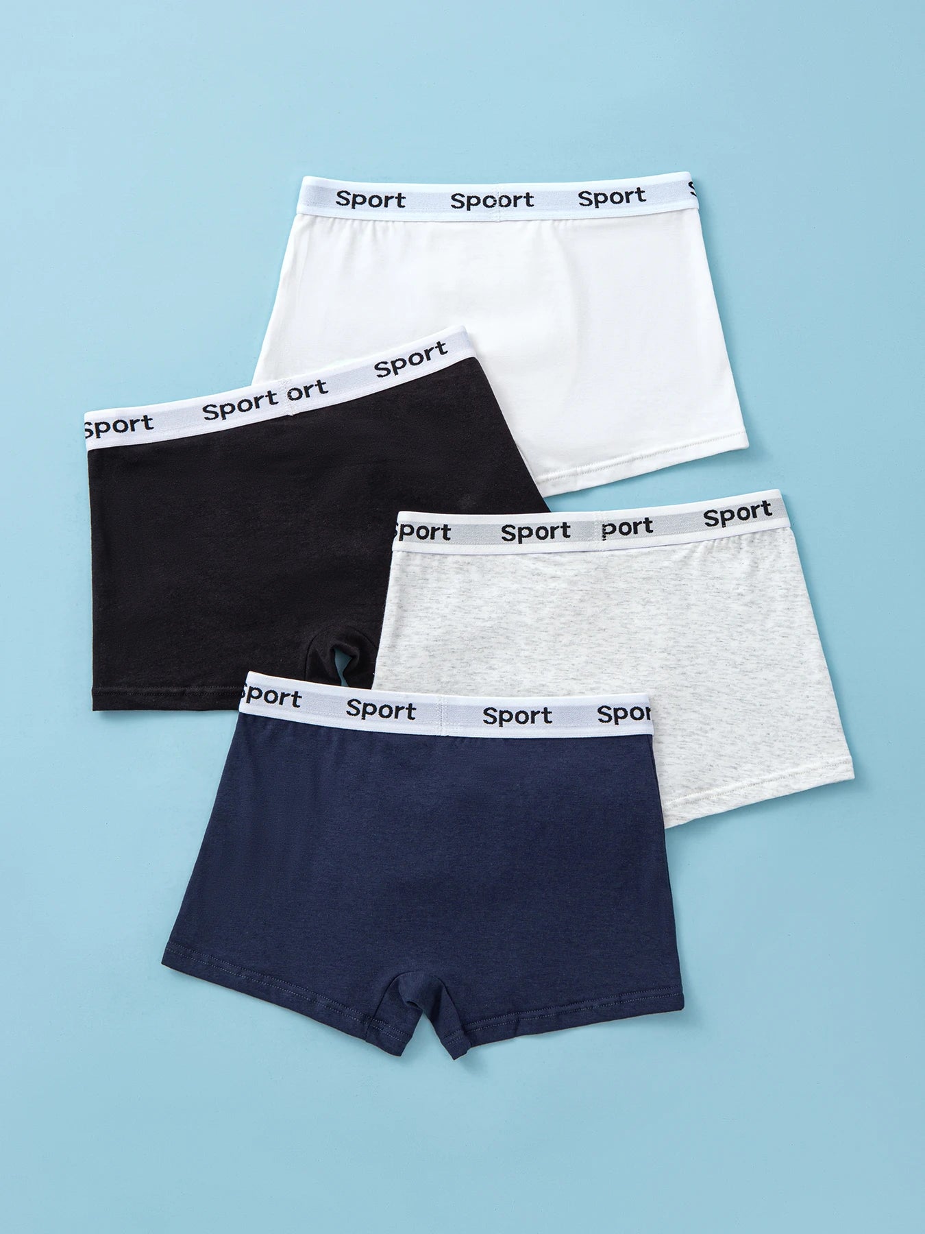 4pcs Mixed Color Children's Boxer Briefs Cotton Solid Soft Breathable Boys Underwear