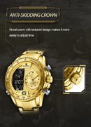 NAVIFORCE Luxury Quartz Watch for Men Honeycomb Dial Design Stainless Steel Wristwatch Dual Display Digital Watches Male Clock