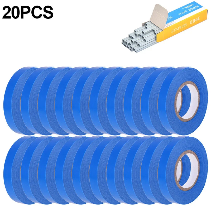 10/20Pcs Plant Branch Tie Tape Hand Tying Binding Tools with 1 Box Staple For Garden Tying Machine Vegetable Fruit Tree Tapenter