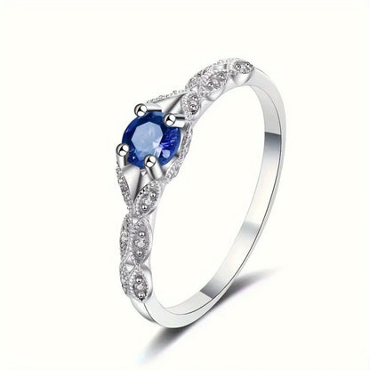 Silver light luxury style amethyst zircon women's ring European and American simple fashion gem temperament ring