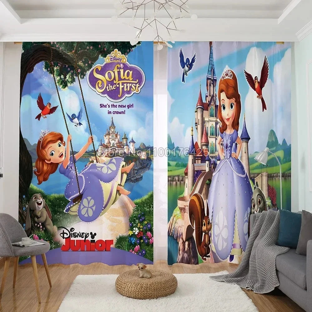 Princess Series Curtain Home Decor 1pc Bedroom Window Drapes for Living Room Balcony Screen Dustproof Cartoon Cute Perforated