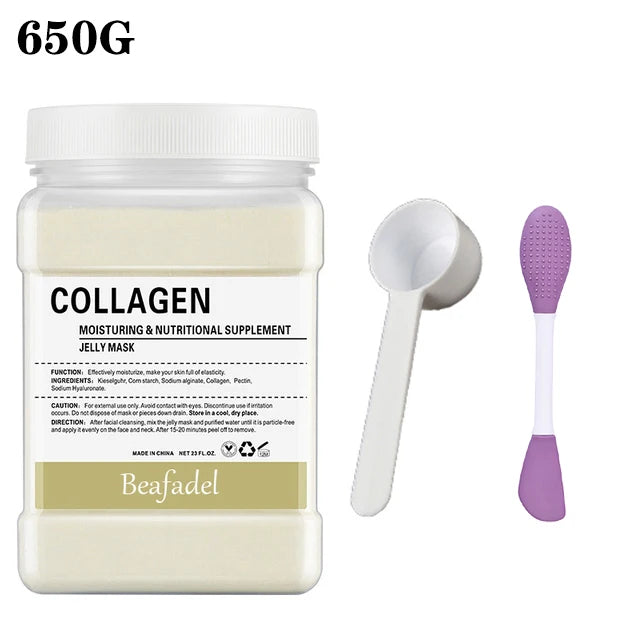 Mascarilla de hidrogelatina suave de 650 g en polvo, mascarilla de hidrogelatina casera, exfoliante con ácido hialurónico, mascarilla facial de rosas para el cuidado de la piel.