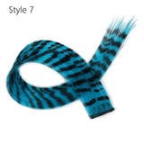 Stripe Printed Clip-in Hair Extensions Colorful Synthetic Hair Highlights 18 Inches Straight Wig Hairpieces for Daily Use Party