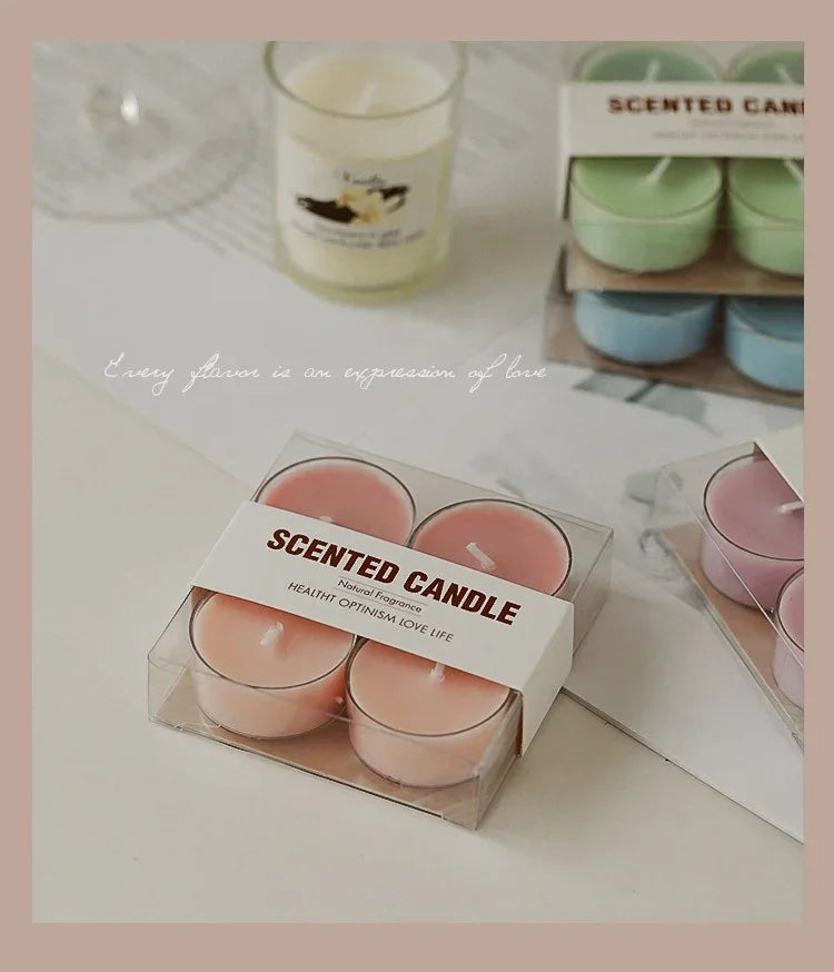 4pcs Handmade Tea Light Scented Candle Aromatherapy Soy Wax Candles Wedding Birthday Candle Party Home Decoration Photo Props